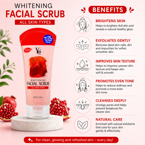 YC Whitening Facial Scrub with Cherry Extract | Gentle Exfoliating & Brightening Face Scrub | 175ml