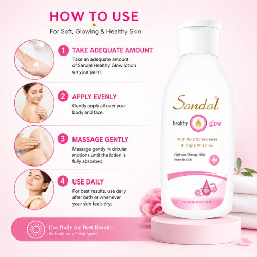 Sandal Healthy Glow Body Lotion | Triple Vitamins B3, C & E | 100ml