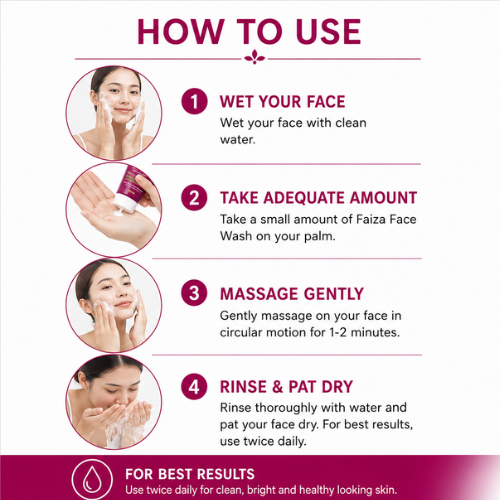 Faiza Whitening Face Wash | Vitamin E, Aloe Vera & Glycerin | 60ml