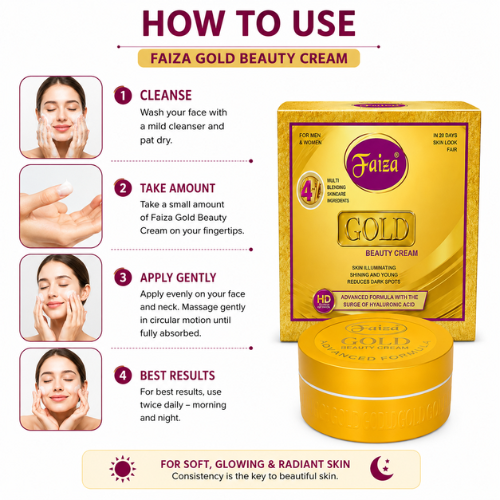 Faiza Gold Beauty Cream | Hyaluronic Acid Moisturizing Face Cream for Radiant & Healthy-Looking Skin
