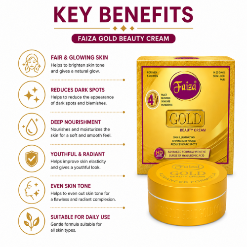 Faiza Gold Beauty Cream | Hyaluronic Acid Moisturizing Face Cream for Radiant & Healthy-Looking Skin