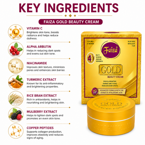 Faiza Gold Beauty Cream | Hyaluronic Acid Moisturizing Face Cream for Radiant & Healthy-Looking Skin
