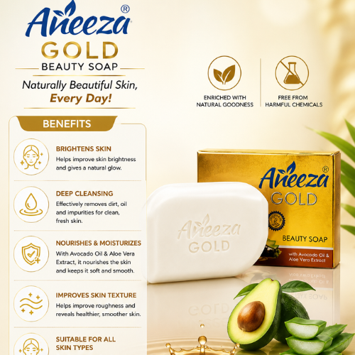 Aneeza Gold Beauty Soap | Avocado Oil & Aloe Vera Soap