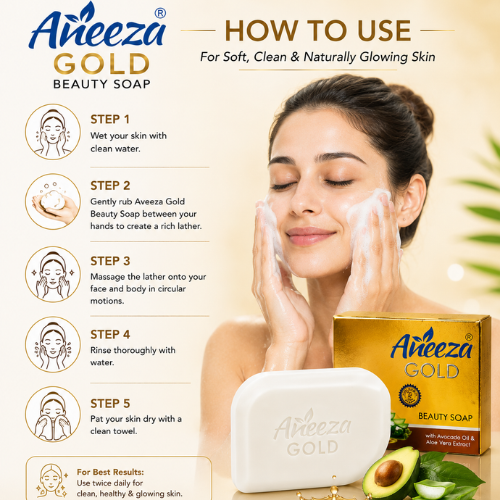 Aneeza Gold Beauty Soap | Avocado Oil & Aloe Vera Soap