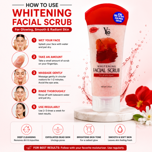YC Whitening Facial Scrub with Cherry Extract | Gentle Exfoliating & Brightening Face Scrub | 175ml