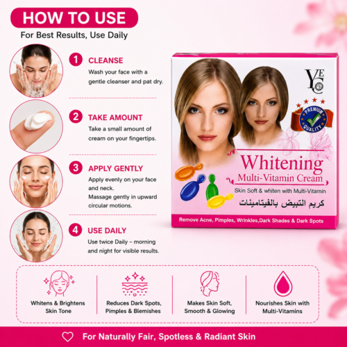 YC Whitening Multi Vitamin Cream | Brightening & Nourishing Daily Face Moisturizer | 30g